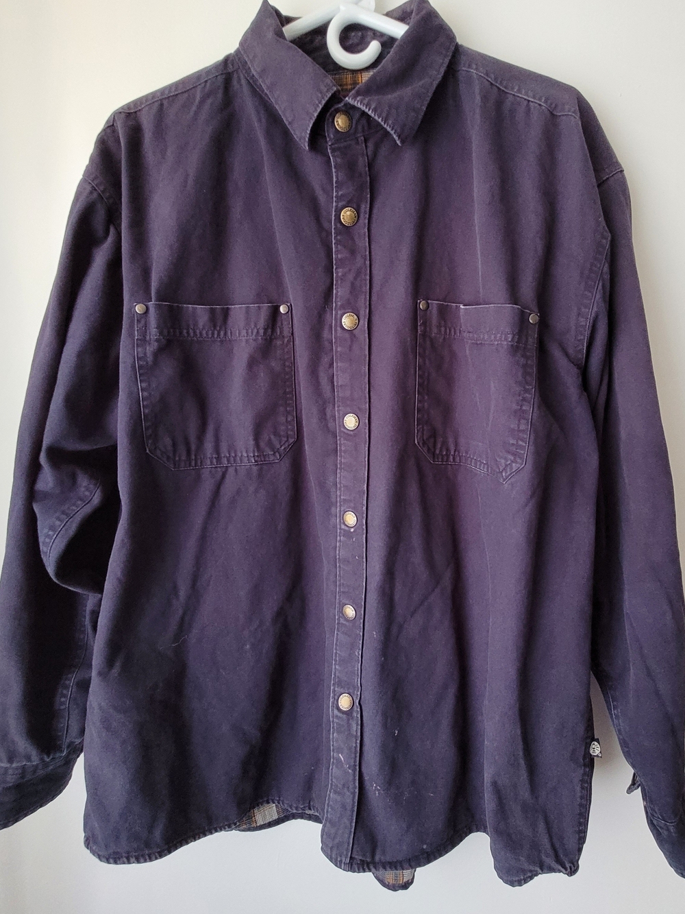 Coleman Outdoor Men Navy Long-Sleeve Button-Down Work Shirt Size L